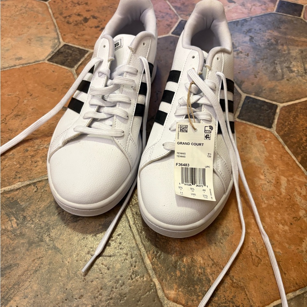 Adidas Grand Court White and Black Sneakers